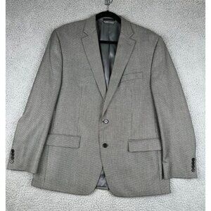 LRL Lauren Ralph Lauren Mens Blazer Gray 2 Button Houndstooth 44R Wedding Formal